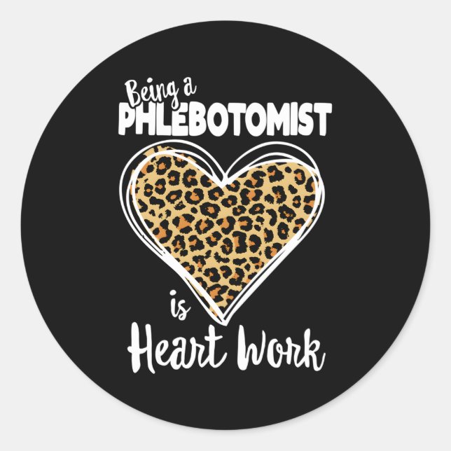 Adesivo Redondo Phlebotomy Leopard Xadrez Para Phlebotomist (Frente)