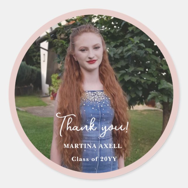 Adesivo Redondo Photo Graduation Thank You  (Frente)