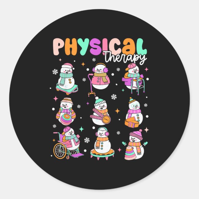 Adesivo Redondo Physical Therapy Christmas Shirt Pt Christmas Snow (Frente)
