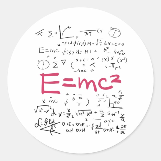 Adesivo Redondo Physics and Math Formulas EMC2 (Frente)