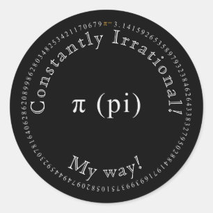 Adesivo Redondo Pi, A Irracional Constante Matemática Engraçada