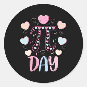 Adesivo Redondo Pi Day 3.14 Pi Símbolo Funny Pi Day Candy Heart Ma