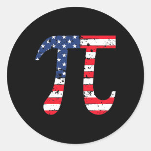 Adesivo Redondo Pi Day American Flag Patriotic Math Nerd 3.14 Funn