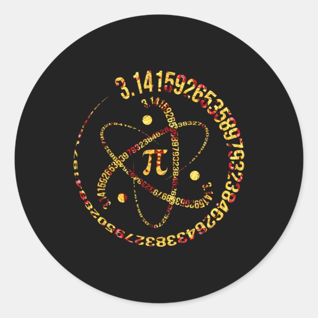 Adesivo Redondo Pi Day Atom Pi 3.14 Science Math Lover (Frente)