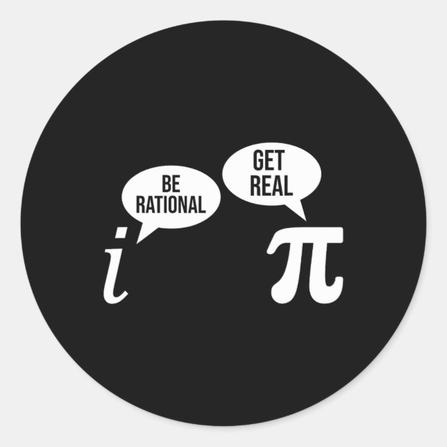 Adesivo Redondo Pi Day Be Rational Get Real Funny Math Equação Te (Frente)
