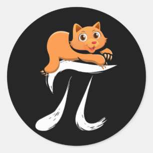 Adesivo Redondo Pi Day Cat Kitten 14 de março Matemática