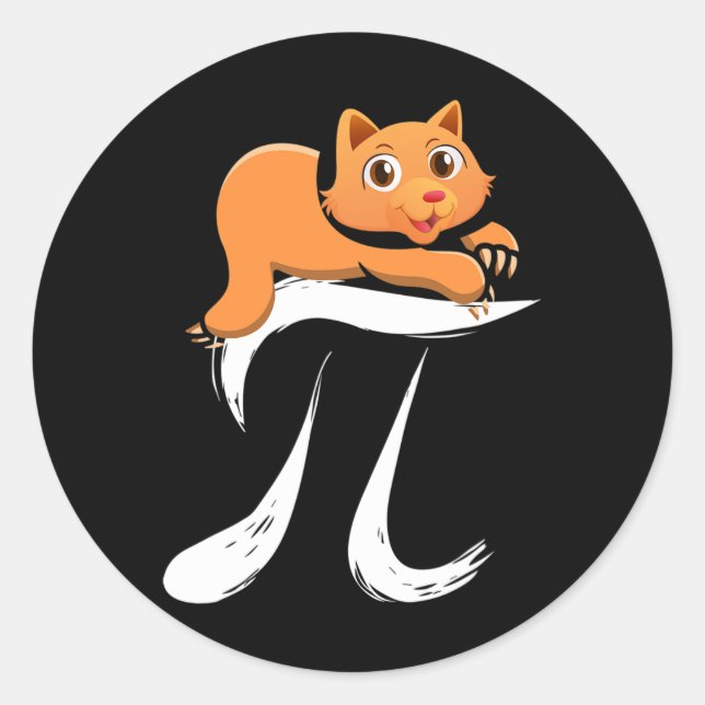 Adesivo Redondo Pi Day Cat Kitten 14 de março Matemática (Frente)