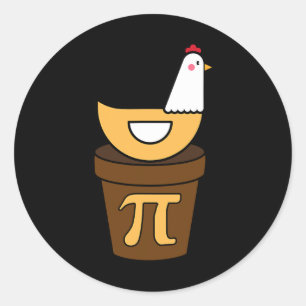 Adesivo Redondo Pi Day Chicken Pote Pie 3.14 Matemático Ciência En
