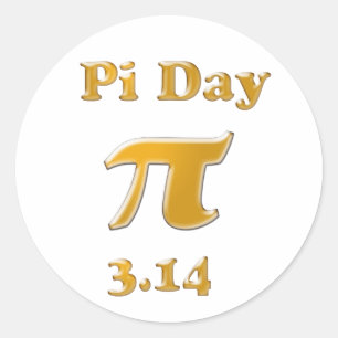 Adesivo Redondo Pi Day Dourado em Branco