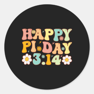 Adesivo Redondo Pi Day Groovy Math Lover 3,14 Homens De Professore