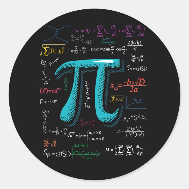 Adesivo Redondo Pi Day Math Equation Mathemer Student (Frente)