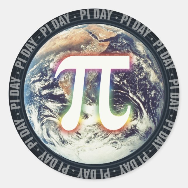Adesivo Redondo Pi Day on Earth | Matemática (Frente)