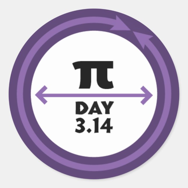 Adesivo Redondo Pi Day Purple Sticker (Frente)