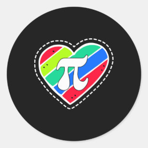 Adesivo Redondo Pi Day Rainbow Hearts Math Teacher Gift