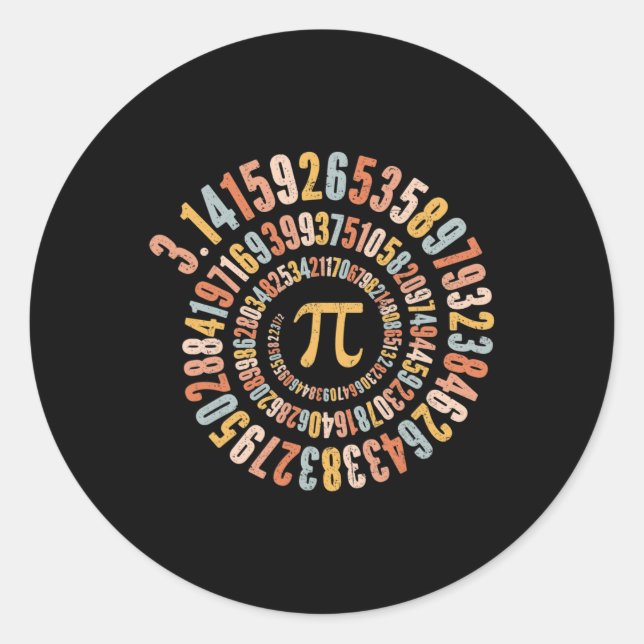Adesivo Redondo Pi Day Spiral Math Pi (Frente)