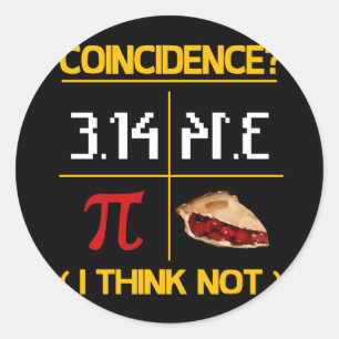 Adesivo Redondo Pi Equals Pie Coincident Math Pun Pi Day