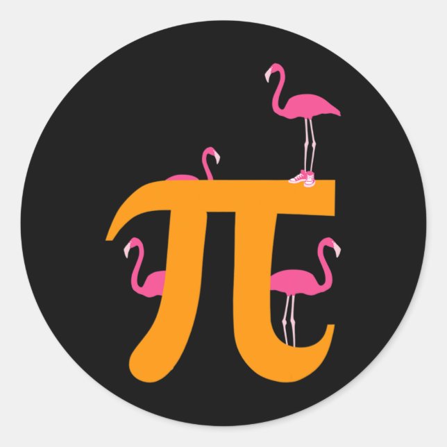 Adesivo Redondo Pi Math Funny Pi Day 3.14 Math Funny Flamingo Gift (Frente)