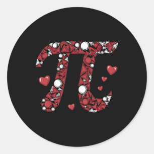 Adesivo Redondo Pi Math Lover Professor Dia de os namorados Hearts