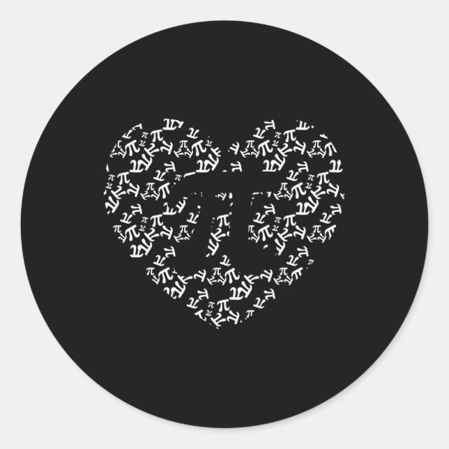 Adesivo Redondo Pi Math Teacher Pi Heart Shape Pi Day (Frente)