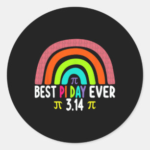 Adesivo Redondo Pi Rainbow Math Science Stem Gift 3.14 Best Day Ev