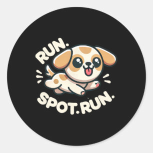 Adesivo Redondo Piada Corre Spot Corre Humor Cachorro