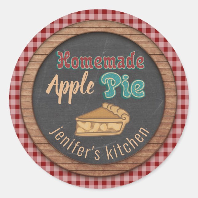 Adesivo Redondo Piada de maçã caseira de folha de cálculo (Frente)