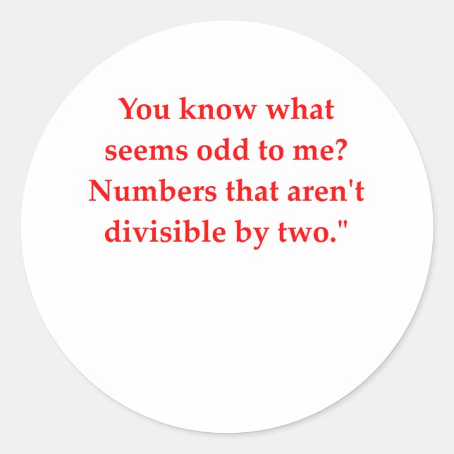 Adesivo Redondo piada de matemática engraçada (Frente)