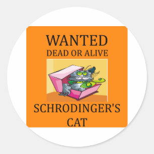 Adesivo Redondo piada do gato dos schrodinger
