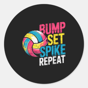 Adesivo Redondo Piada engraçada de volei Bump Set Spike Jogador re