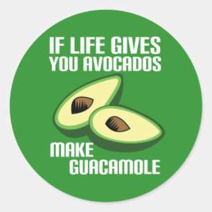 Adesivo Redondo Piada Engraçado Guacamole Avocado
