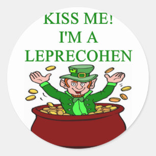 Adesivo Redondo piada irlandesa judaica do leprechaun do Dia de