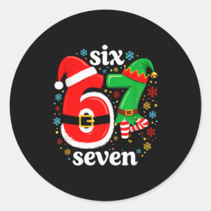 Adesivo Redondo Piada Meme Seis Sete 67 Elfo 6 7 Papai Noel Natal