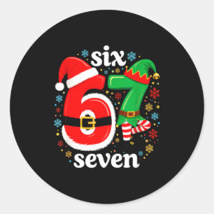 Adesivo Redondo Piada Meme Seis Sete 67 Elfo 6 7 Papai Noel Natal
