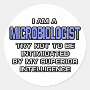 Adesivo Redondo Piada microbiologista... Inteligência superior