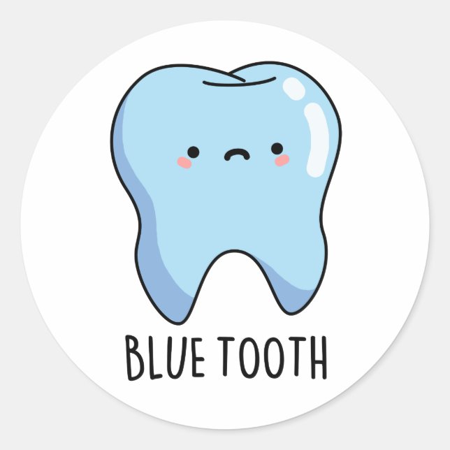 Adesivo Redondo Piada Técnica Bluetooth Dente Azul Engraçada  (Frente)