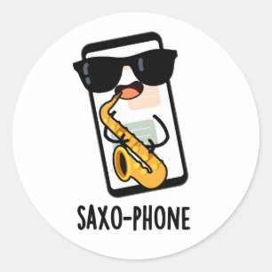Adesivo Redondo Piadas de Celular Saxo-fone Engraçadas 