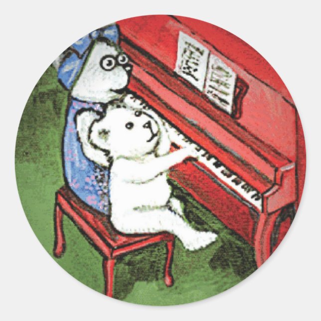 Adesivo Redondo Piano Bears Sticker (Frente)