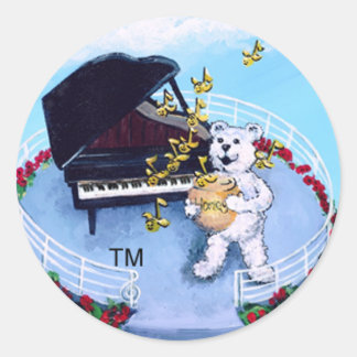 Adesivo Redondo Piano Bears Sticker