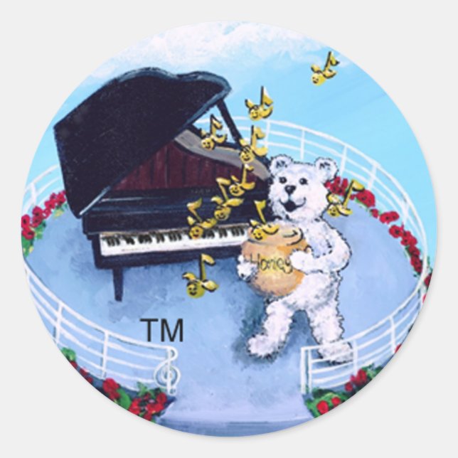 Adesivo Redondo Piano Bears Sticker (Frente)