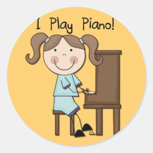 Adesivo Redondo Piano - camiseta e presentes fêmeas