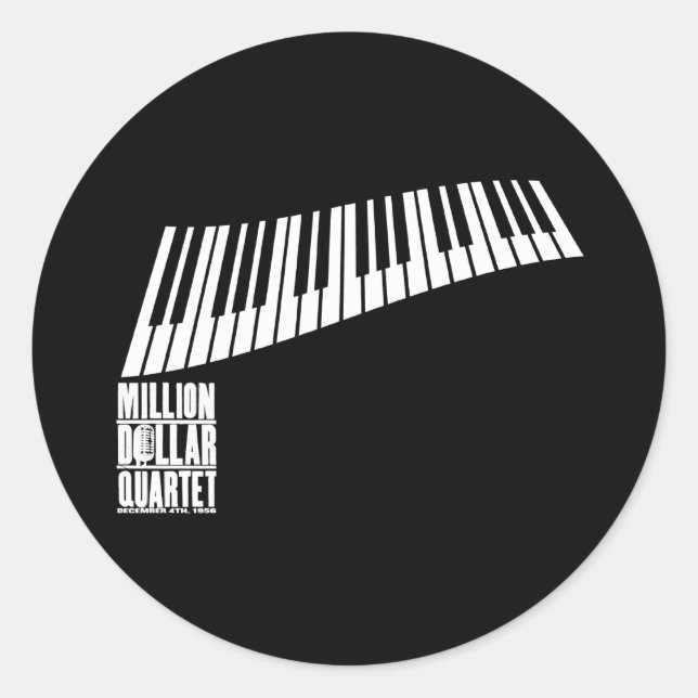 Adesivo Redondo Piano do Quarteto de Milhões de Dólares - Branco (Frente)