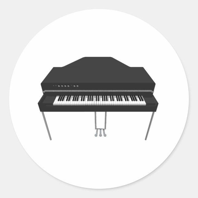 Adesivo Redondo Piano elétrico: Modelo 3D: (Frente)