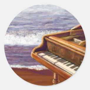 Adesivo Redondo Piano em Praia