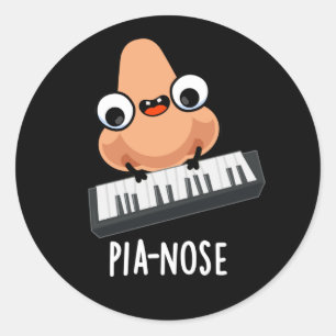 Adesivo Redondo Piano Engraçado Piano Nose Pun Dark BG