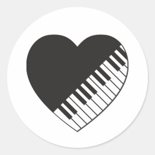 Adesivo Redondo Piano Heart Sticker