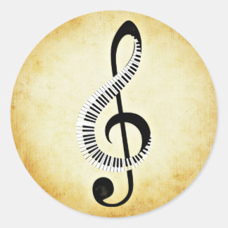 Adesivo Redondo Piano Keys em uma Limpa de Música