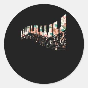 Adesivo Redondo Piano Keys Flower Keyboard Player Music Professor