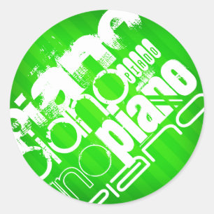 Adesivo Redondo Piano; Listras verdes de néon