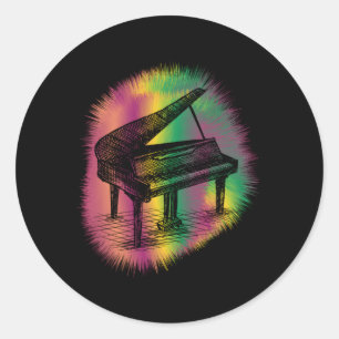 Adesivo Redondo Piano Pianista Instrut Piano Música Piano