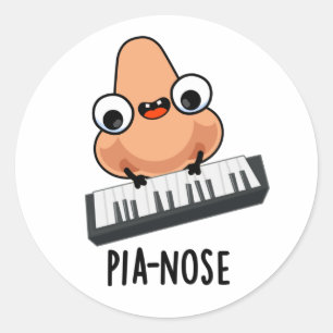 Adesivo Redondo Pianose Engraçado Piano Nose Pun